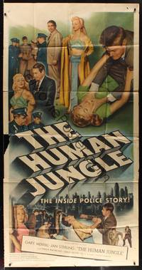 5p539 HUMAN JUNGLE 3sh '54 Gary Merrill, sexy Jan Sterling, the inside police story!