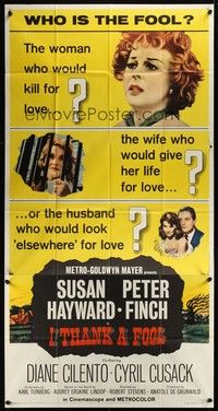 5p543 I THANK A FOOL 3sh '62 Susan Hayward would kill for love, Peter Finch may be the fool!