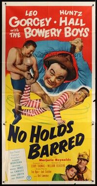 5p611 NO HOLDS BARRED 3sh '52 Leo Gorcey, Huntz Hall & the Bowery Boys with real wrestlers!