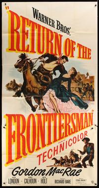 5p645 RETURN OF THE FRONTIERSMAN 3sh '50 art of Gordon MacRae on horseback grabbing Julie London!