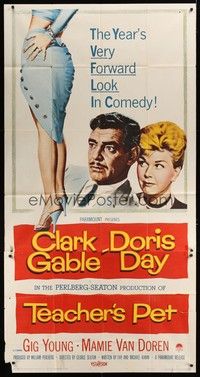 5p704 TEACHER'S PET 3sh '58 teacher Doris Day, pupil Clark Gable, sexy Mamie Van Doren's body!