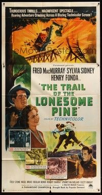 5p730 TRAIL OF THE LONESOME PINE 3sh R49 Sylvia Sidney, Henry Fonda, Fred MacMurray