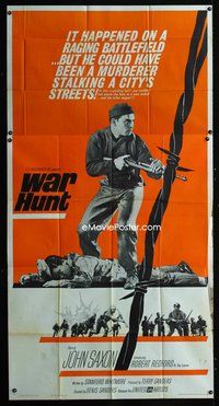 5p750 WAR HUNT 3sh '62 great full-length image of John Saxon with rifle over dead body!