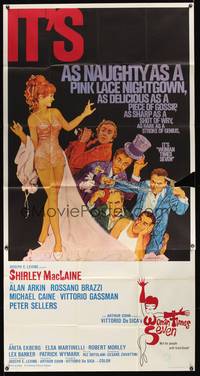5p756 WOMAN TIMES SEVEN 3sh '67 sexy Shirley MacLaine is as naughty as a pink lace nightgown!