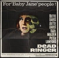 5p145 DEAD RINGER 6sh '64 creepy close up of skull & Bette Davis, who kills her own twin!