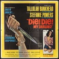 5p148 DIE DIE MY DARLING 6sh '65 Tallulah Bankhead, great artwork of stabbing scissors, Fanatic!