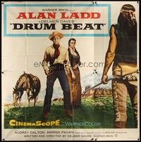 5p152 DRUM BEAT 6sh '54 full-length Alan Ladd & Audrey Dalton, directed by Delmer Daves!