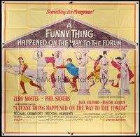 5p162 FUNNY THING HAPPENED ON THE WAY TO THE FORUM 6sh '66 wacky image of Zero Mostel & cast!