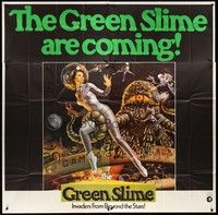 5p170 GREEN SLIME 6sh '69 classic cheesy sci-fi movie, wonderful art of sexy astronaut & monster!