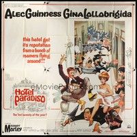 5p175 HOTEL PARADISO 6sh '66 wacky Frank Frazetta art of Alec Guinness & sexy Gina Lollobrigida!