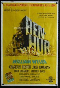 5p281 BEN-HUR Argentinean '60 Charlton Heston, William Wyler classic religious epic, chariot art!