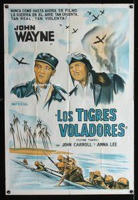 5p317 FLYING TIGERS Argentinean '40s John Wayne, John Carroll, Anna Lee, art of WWII airplanes!