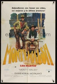 5p350 MONTE WALSH Argentinean '70 artwork of cowboys Lee Marvin & Jack Palance!