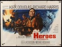 5p083 HEROES OF TELEMARK British quad '66 Kirk Douglas & Harris stop Nazis from making atom bomb!