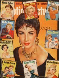5r037 LOT OF 10 MOTION PICTURE MAGAZINES lot '54 - '55 Liz Taylor, Janet Leigh, Debbie Reynolds