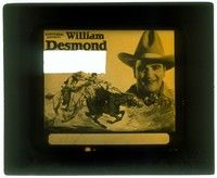 5r061 WILLIAM DESMOND glass slide '20s great portrait of the cowboy star + riding on horse!