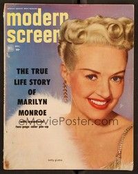 5r170 MODERN SCREEN magazine December 1952 great smiling portrait of Betty Grable wearing fur!