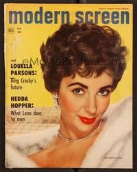 5r172 MODERN SCREEN magazine February 1953 head & shoulders portrait of glamorous Elizabeth Taylor!