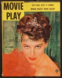 5r158 MOVIE PLAY magazine May 1949 sexy Ava Gardner wearing tiara & feathers from The Bribe!