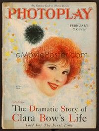 5r118 PHOTOPLAY magazine February 1928 art of redheaded Clara Bow by Charles Sheldon!