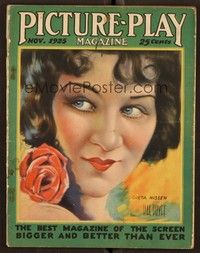5r127 PICTURE PLAY magazine November 1925 super close up art of Greta Nissen by Hal PHyfe!
