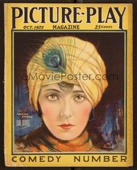 5r126 PICTURE PLAY magazine October 1925 art of Pauline Starke wearing turban by Hal Phyfe!