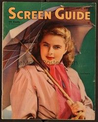 5r149 SCREEN GUIDE magazine April 1946 c/u of Ingrid Bergman with umbrella by Andre de Dienes!
