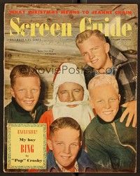 5r156 SCREEN GUIDE magazine December 1949 Santa Claus Bing Crosby with his four sons!