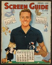 5r146 SCREEN GUIDE magazine January 1946 Van Johnson with best MGM cartoon characters!