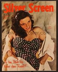 5r162 SILVER SCREEN magazine August 1949 great portrait of sexy Jane Russell from The Outlaw!