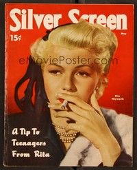 5r164 SILVER SCREEN magazine May 1951 close up smoking Rita Hayworth giving tips to teenagers!