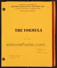5r219 FORMULA revised final draft script November 27, 1979, screenplay by Steve Shagan!