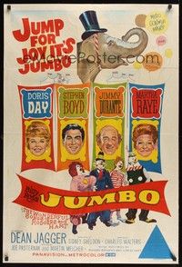 5s172 JUMBO Aust 1sh '62 Doris Day, Jimmy Durante, Stephen Boyd, Martha Raye, circus elephant!