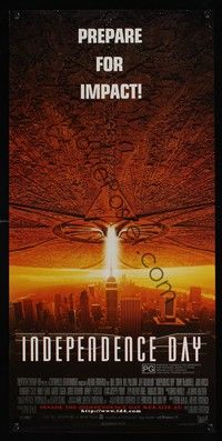 5s196 INDEPENDENCE DAY Aust daybill '96 great image of enormous alien ship over New York City!