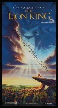 5s198 LION KING Aust daybill '94 classic Disney cartoon set in Africa, cool image of Mufasa in sky!