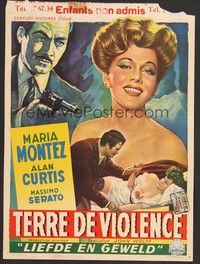 5s414 CITY OF VIOLENCE Belgian '51 art of sexy Maria Montez + guy with gun!