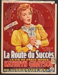 5s467 SO THIS IS LOVE Belgian '53 arttwork of singing Kathryn Grayson as Grace Moore!