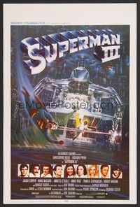 5s477 SUPERMAN III Belgian/English '83 cool different Berkey art of Christopher Reeve vs. robot!