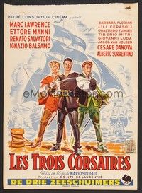 5s485 THREE CORSAIRS Belgian '53 artwork of swashbucklers Marc Lawrence & Ettore Manni!