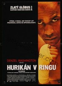5s367 HURRICANE two-sided Czech 11x16 '99 great close-up of boxer Denzel Washington!
