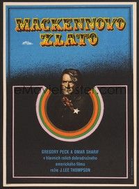 5s376 MacKENNA'S GOLD Czech 11x16 '71 cool Sladek artwork of Gregory Peck!