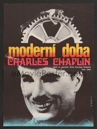 5s380 MODERN TIMES Czech 11x16 R74 great image of Charlie Chaplin with gears by Grygar!