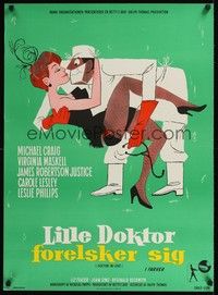 5s637 DOCTOR IN LOVE Danish '61 wacky Stevenov artwork of doctor with sexy showgirl!