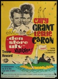 5s642 FATHER GOOSE Danish '65 art of sea captain Cary Grant & pretty Leslie Caron!
