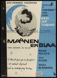 5s682 MOON IS BLUE Danish '53 William Holden, Maggie McNamara, Klitgaard artwork!
