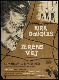 5s697 PATHS OF GLORY Danish '58 Stanley Kubrick, different Wenzel artwork of Kirk Douglas!