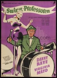 5s715 SONG IS BORN Danish '50 cool art of drummer Danny Kaye & sexy Virginia Mayo!