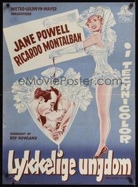 5s731 TWO WEEKS WITH LOVE Danish '51 full-length Gaston art of sexy Jane Powell, Ricardo Montalban