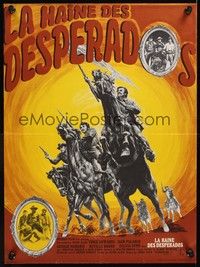 5s520 DESPERADOS French 23x32 '69 cool art of Vince Edwards & Jack Palance on charging horses!