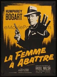 5s528 ENFORCER French 23x32 R60s cool art of Humphrey Bogart with gun in hand!